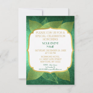 Modern Birthday Wedding Green Golden Vip Invitation
