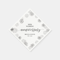 Modern Black 10th Wedding Anniversary Party Napkin