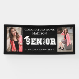 Modern Black 2 Photo Graduation Class 2025 Banner