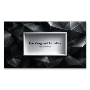 Modern Black 3D Polygonal Crystal Facet Minimalist Magnetic Business Card