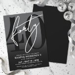 Modern Black 40th Birthday Party Invitation<br><div class="desc">Celebrate forty years in style with this modern gray-to-black gradient 40th birthday party invitation. The design features a large black “40” across most of the card, with “Forty” layered over it in elegant white script for a bold, contemporary touch. The party details sit neatly at the bottom in classic serif...</div>