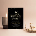 Modern Black 40th Birthday Party Real<br><div class="desc">Celebrate your special day with this stylish adult birthday party foil invitation. This design features a chic gold foil text "40th Birthday Party" with sparkle confetti on a black background. You can choose the foil colour(Gold/ Silver/ Rose Gold). More designs and party supplies are available at my shop BaraBomDesign.</div>