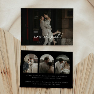 Modern Black 4-Photo Arch Wedding Elopement Announcement