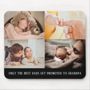 Modern Black 4 Photo Collage for Grandpa Mouse Pad