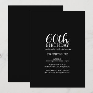 Modern Black 60th Birthday Invitation