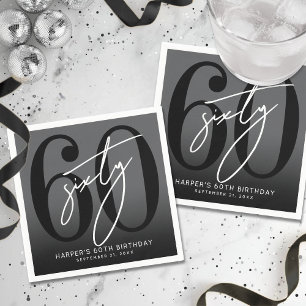 Modern Black 60th Birthday Party Napkin