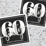 Modern Black 60th Birthday Party Napkin<br><div class="desc">Introducing a simple and modern 60th birthday party napkin, perfect for celebrating this milestone in style. The design features a bold black background with a prominent "60" and "Sixty" displayed in the centre as the main focal point. Just underneath, the birthday person’s name and age are showcased again for a...</div>