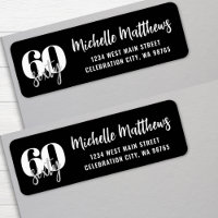 Modern Black 60th Birthday Party Return Address