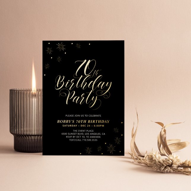 Modern Black 70th Birthday Party Real (Creator Uploaded)