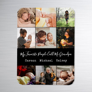 Modern Black 9 Photo Collage for Grandpa Magnet