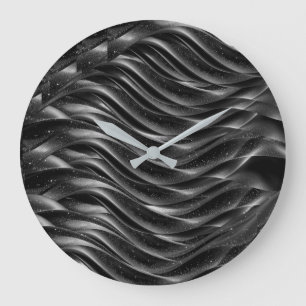Modern Black Abstract Wave Wall Clock Minimalist