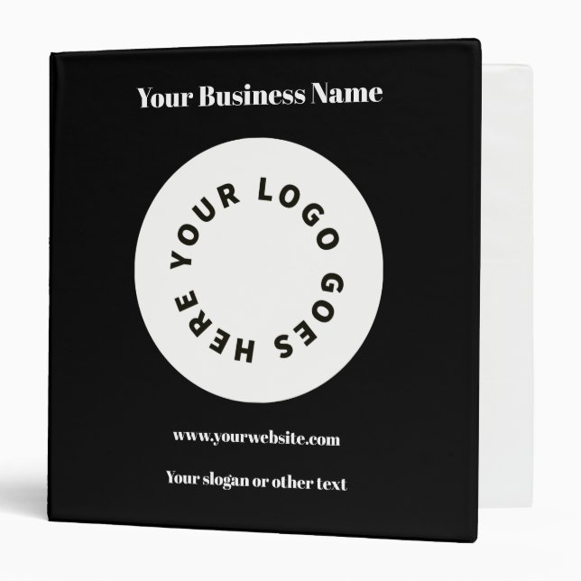 Modern Black Add Your Logo  Binder (Front/Inside)