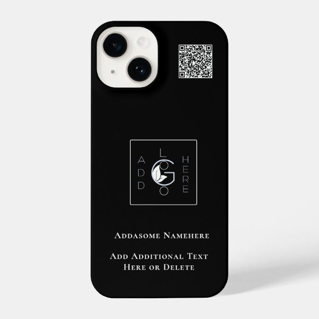 Modern Black Add Your Logo Business Marketing  iPhone Case (Back)