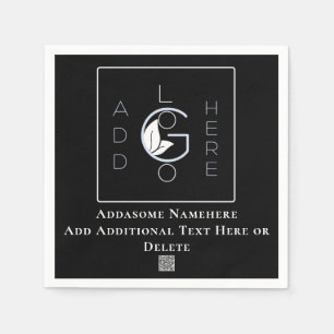 Modern Black Add Your Logo Business Marketing Napkin