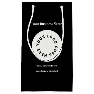 Modern Black Add Your Logo Small Gift Bag