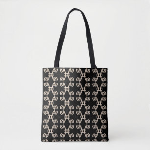 Modern Black and Beige Shape Pattern Tote Bag