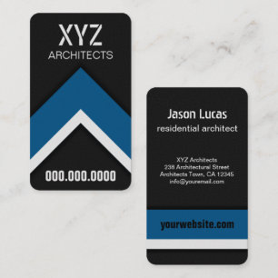 Modern Black and Blue Architect Business Cards