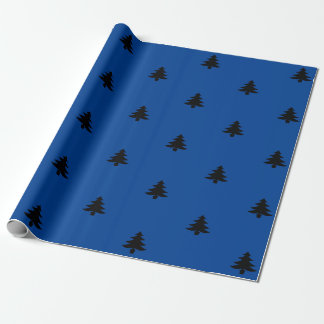 Modern Black And Blue Christmas Tree Holiday Wrapping Paper