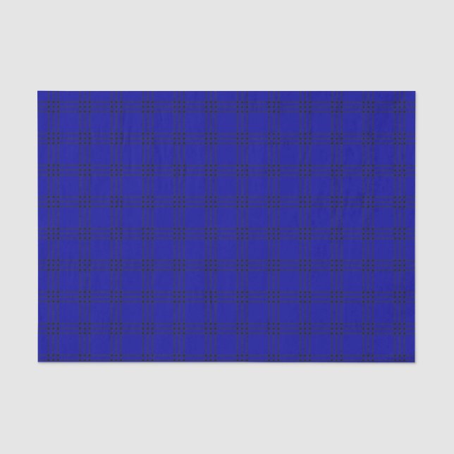Modern Black and Blue Plaid Tissue Paper (Front)