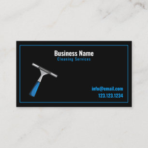 Modern Black and Blue Squeegee Window Cleaning Business Card