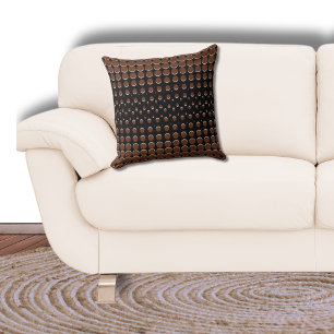 Modern Black and Brown Halftone Dots Throw Pillow