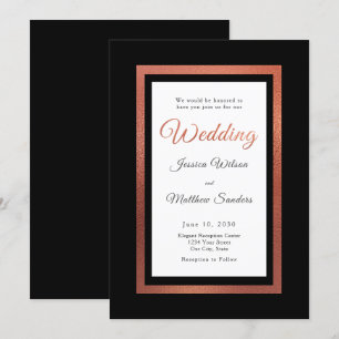 Modern Black and Copper Elegant Formal Wedding Invitation