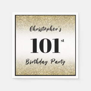 Modern Black and Gold 101st Birthday Party Custom  Napkin