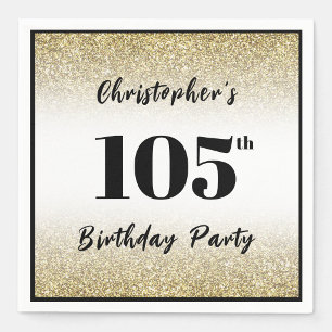 Modern Black and Gold 105th Birthday Party Custom Napkin
