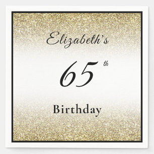 Modern Black and Gold 65th Birthday Party Custom Napkin