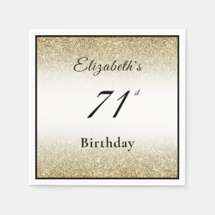 Modern Black and Gold 71st Birthday Party Custom  Napkin