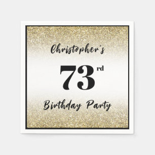 Modern Black and Gold 73rd Birthday Party Custom Napkin