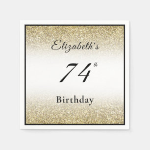 Modern Black and Gold 74th Birthday Party Custom  Napkin