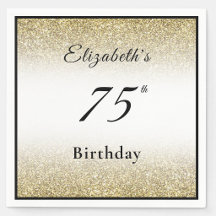 Modern Black and Gold 75th Birthday Party Custom