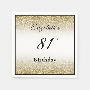 Modern Black and Gold 81st Birthday Party Custom Napkin