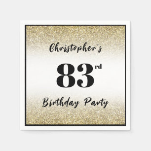 Modern Black and Gold 83rd Birthday Party Custom Napkin