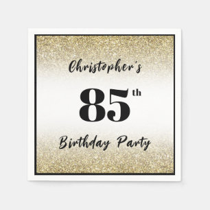 Modern Black and Gold 85th Birthday Party Custom  Napkin