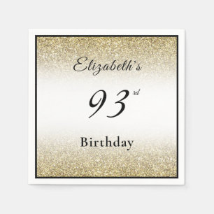 Modern Black and Gold 93rd Birthday Party Custom Napkin