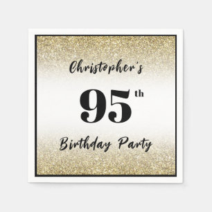 Modern Black and Gold 95th Birthday Party Custom Napkin
