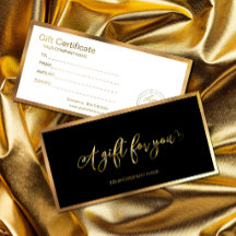 Modern Black And Gold Add Logo Gift Certificate