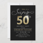 Modern black and gold adult surprise 50th birthday invitation<br><div class="desc">Modern Shhh, it's a surprise 50th birthday party invitation features stylish script and faux gold glitter number 50 and your party details on black background colour, simple and elegant, great surprise adult milestone birthday invitation for men and women. the black background colour can be changed to any colour of your...</div>