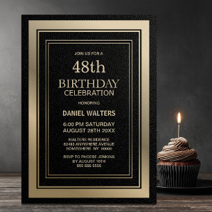 Modern Black and Gold Birthday Party Invitation