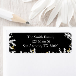 Modern Black and Gold Christmas Return Address