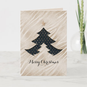 Modern Black and Gold Christmas Tree Card