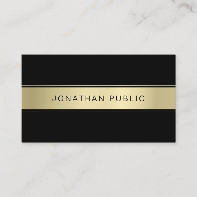 Modern Black And Gold Clean Design Template Cool Business Card (Front)