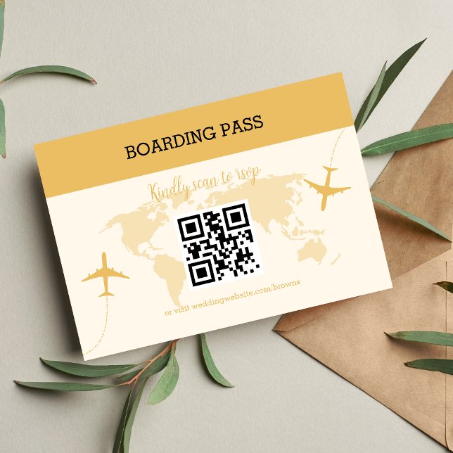 Modern Black and Gold Destination Passport Wedding RSVP Card (Creator Uploaded)