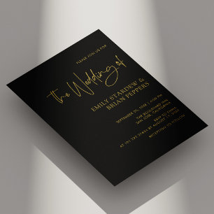Modern Black and Gold Elegant Wedding Invitation
