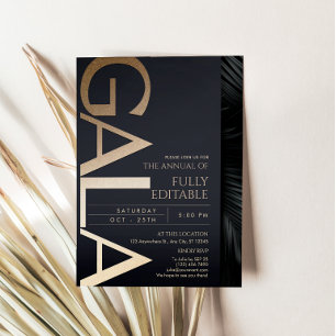 Modern Black and Gold Gala Invitation Card
