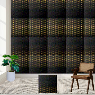 Modern Black and Gold Geometric Hexagon Tile