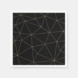 Modern black and gold geometric napkin