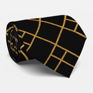 Modern Black And Gold Geometric Neck Tie